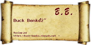 Buck Benkő névjegykártya